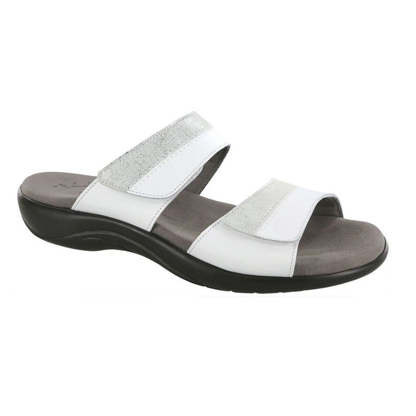 Women's Nudu Slide Leather Sandal White Silver