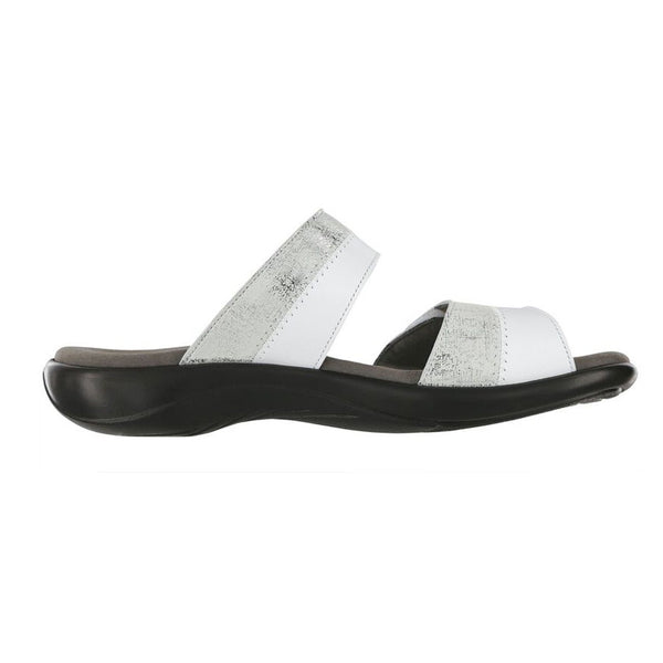 Women's Nudu Slide Leather Sandal White Silver