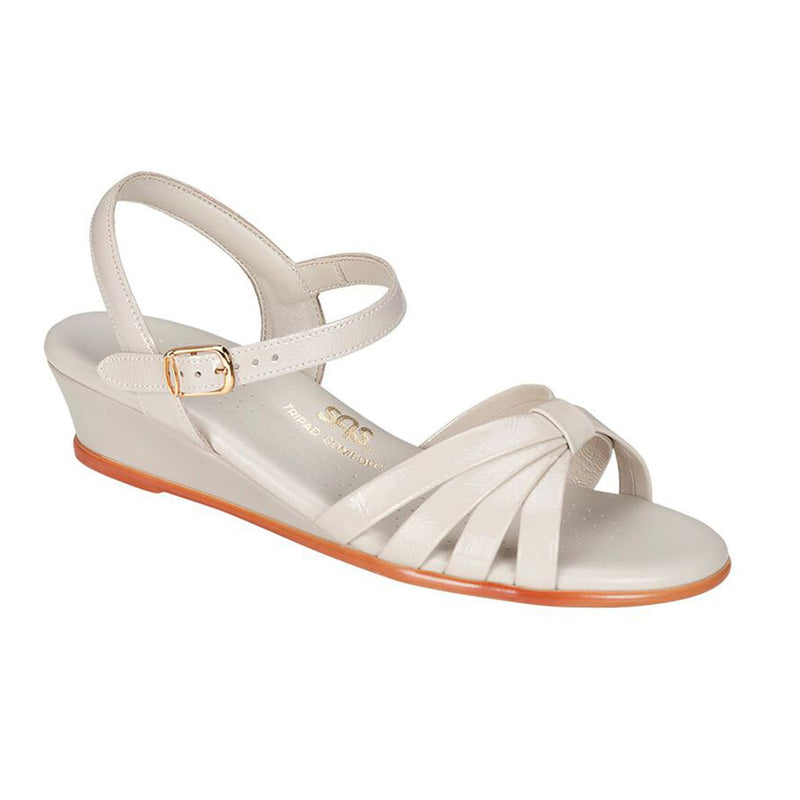 Women's Strippy Quarter Strap Wedge Sandal Bone Patent