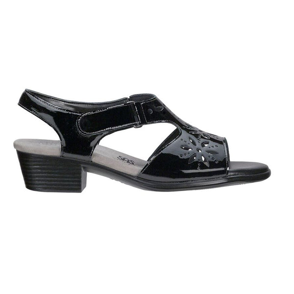 Women's Sunburst Heel Strap Sandal Black Patent