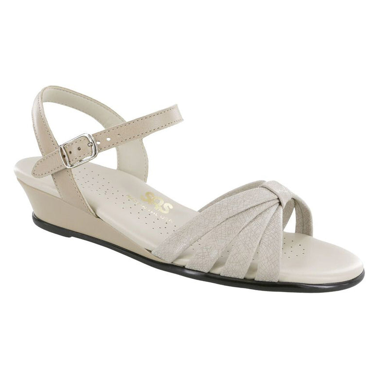 Women's Strippy Quarter Strap Wedge Sandal Linen Web